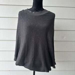 Brunello Cucinelli Linen Silk Sequin Dolman Sleeve Asymmetric Top Size M Gray